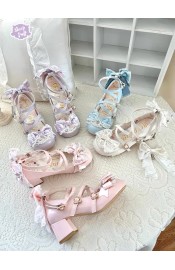 Sheep Puff Little Rose Chunky Heel Shoes(Limited Pre-Order/4 Colours/Full Payment Without Shipping)